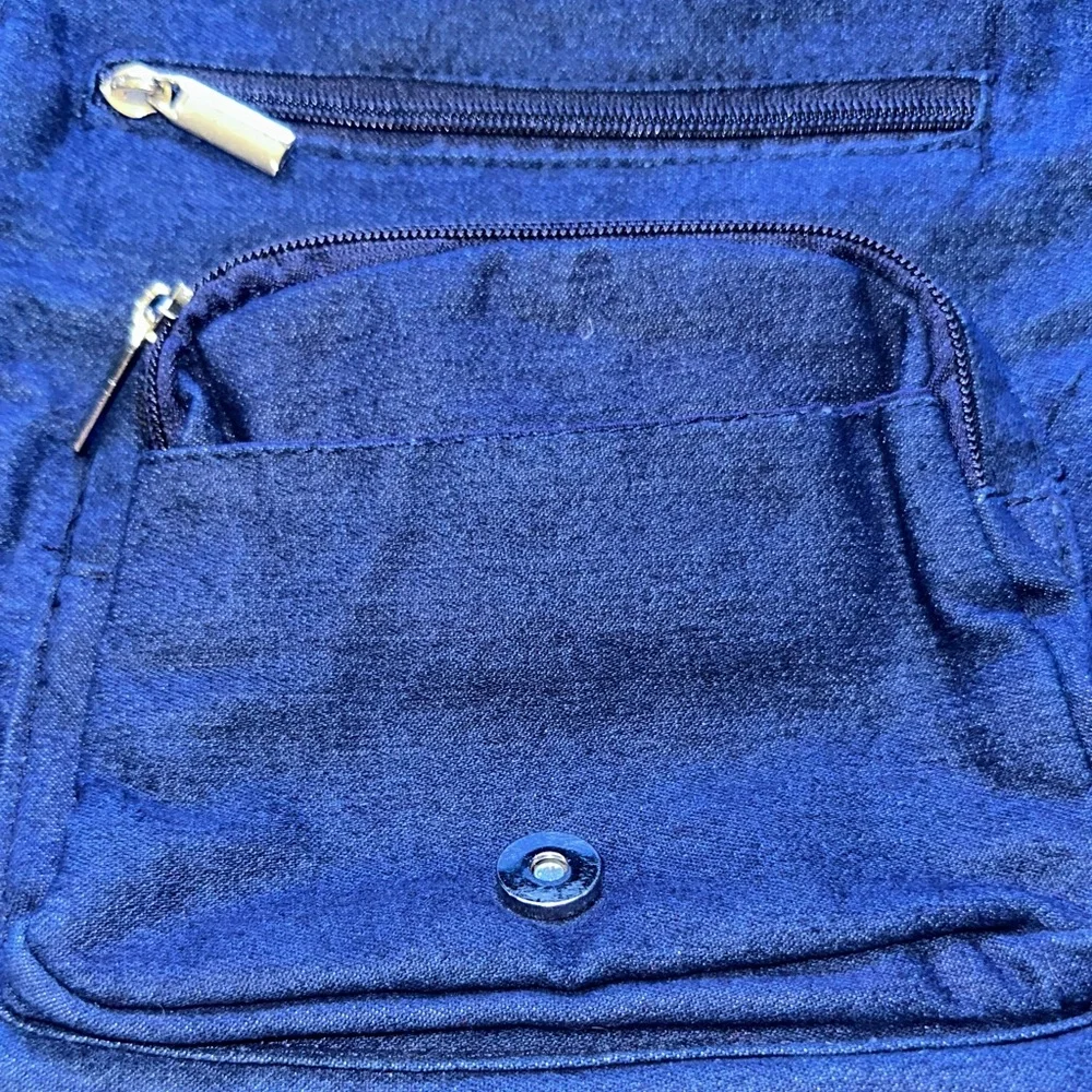 Gold Coast Blue Denim Crossbody Purse Messenger Bag w/ Many Pockets